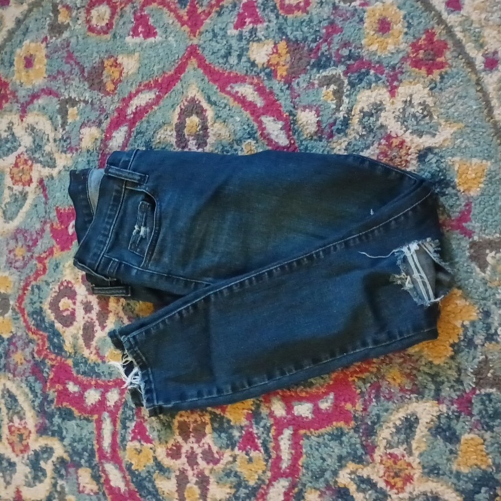 Nobody Denim Geo Ankle Jean Distressed Dark Wash 28